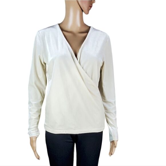 J.Crew Mercantile Cream Velvet Wrap Top - Picture 1 of 4